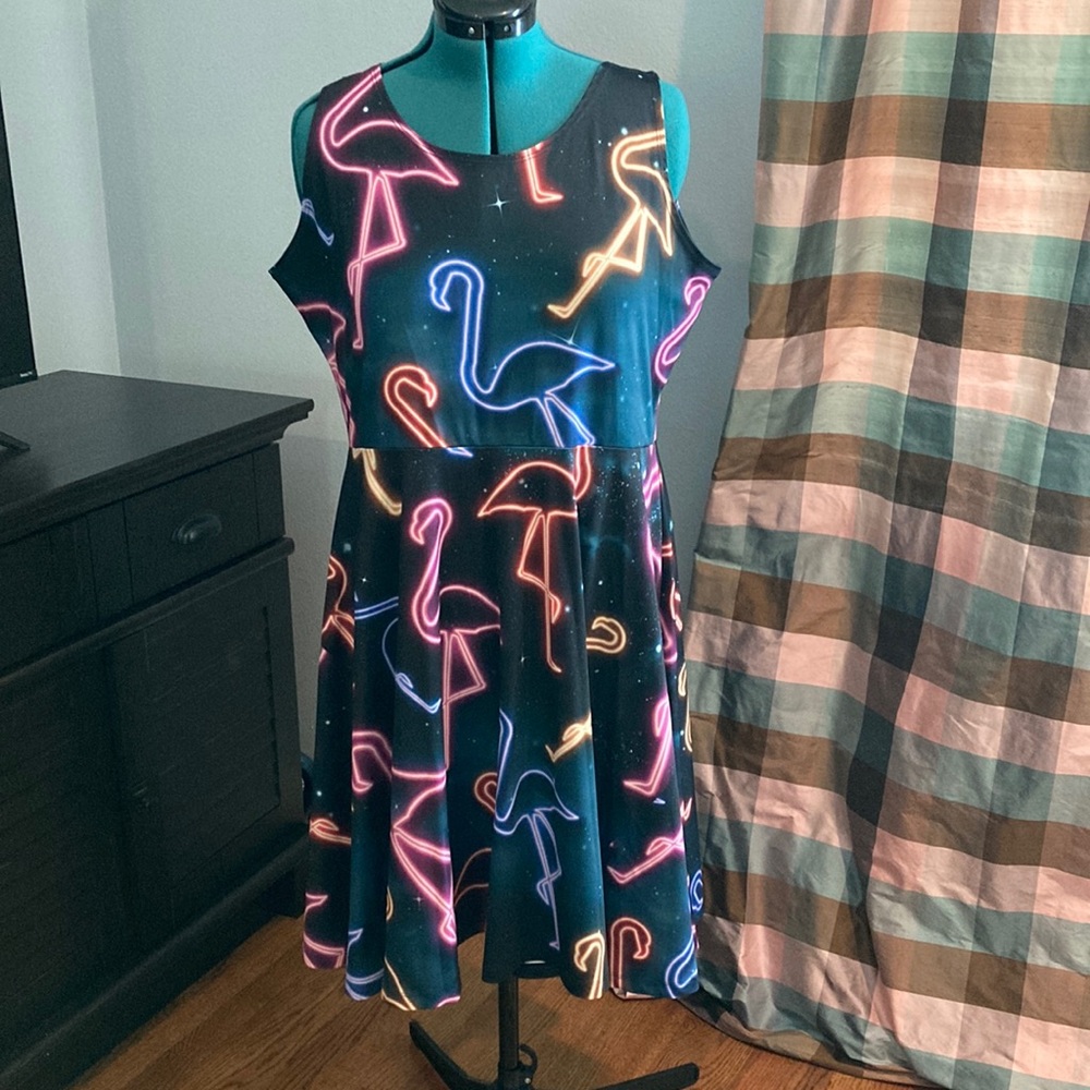 Neon Flamingo Sleeveless Dress -4XL